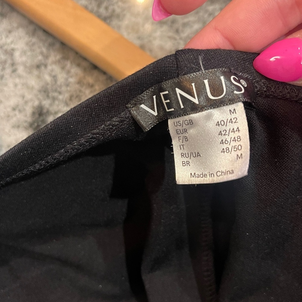 VENUS Black Dress with White Striped Sleeves - Picture 4 of 5